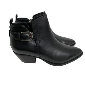 Sam Edelman Booties Women's 8M Black Leather Ankle Casual Minimalist Simple NWOB